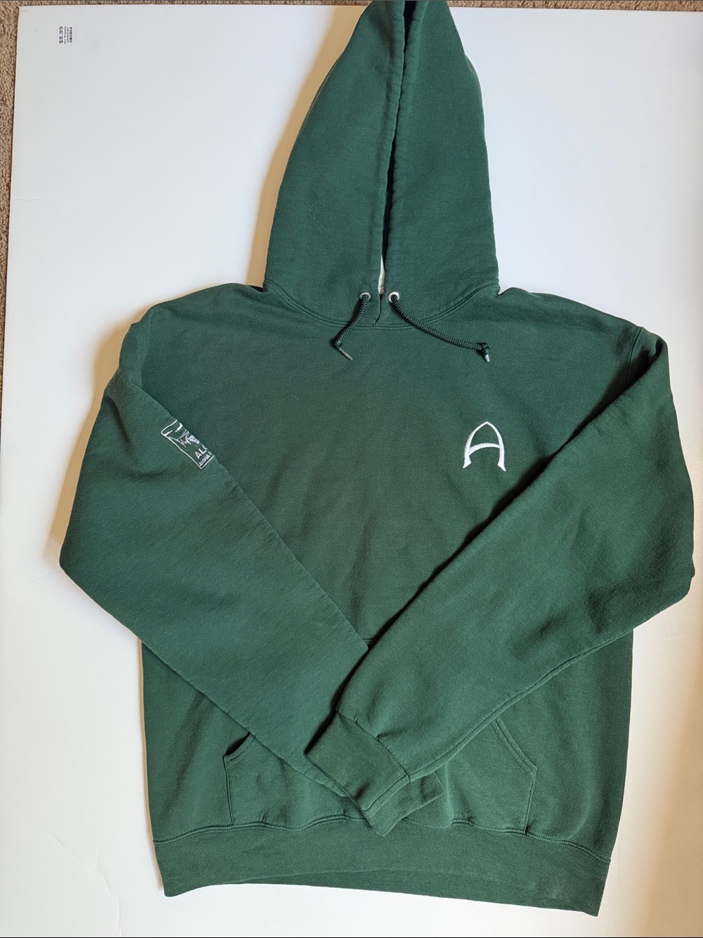 Jerzees Dark Green Crewneck Hoodie with White Logo